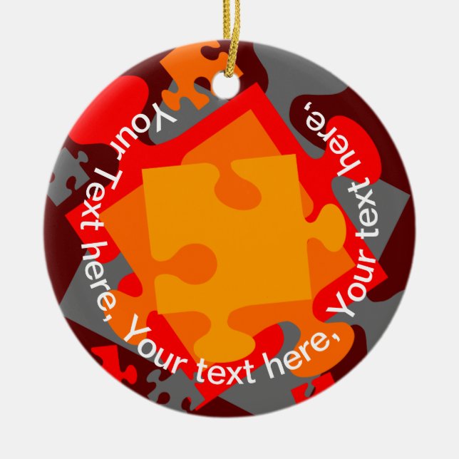 Jigsaw Jumble Ceramic Ornament (Front)