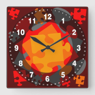 Jigsaw Jumble Square Wall Clock
