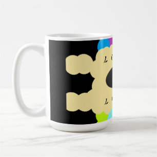 Jigsaw pattern art mixed colours on black coffee mug