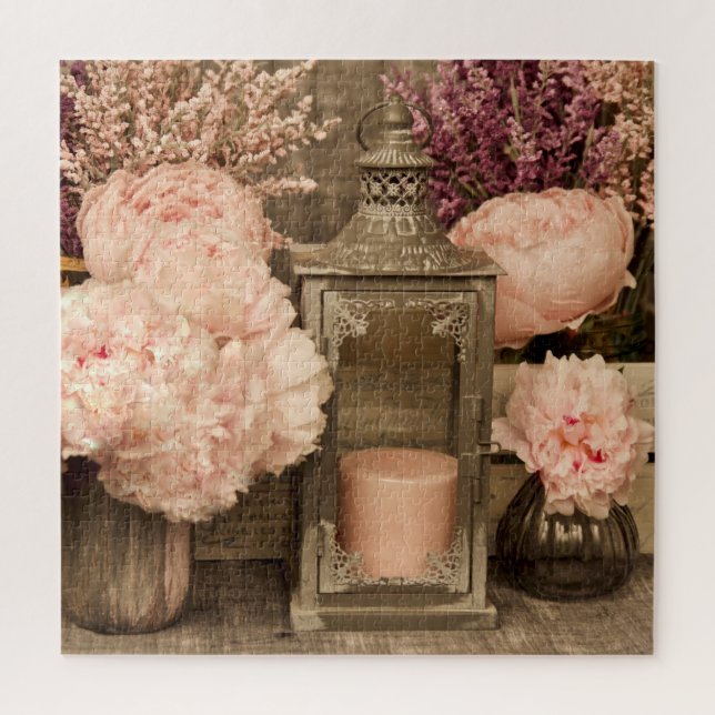 Jigsaw Puzzle 20x20 Peonies, Lanterns and Crates  (Vertical)