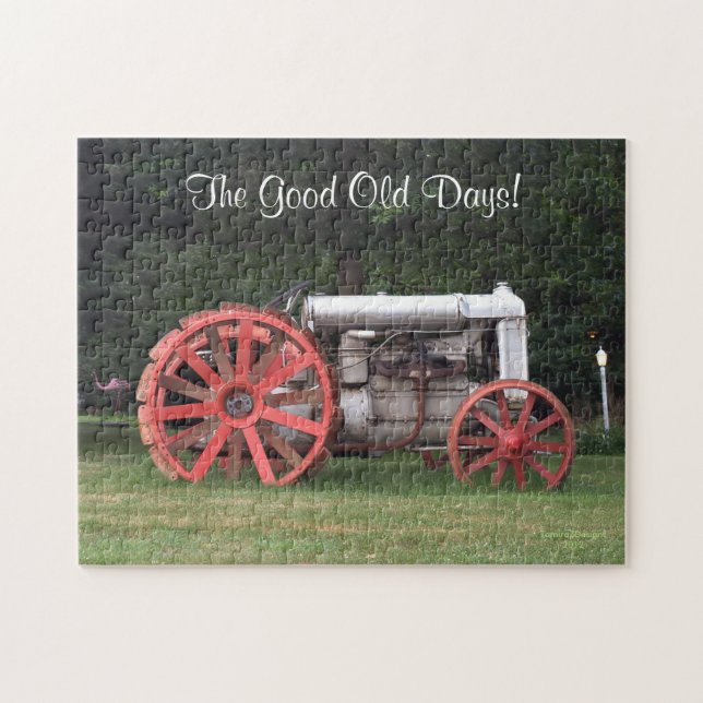 Jigsaw Puzzle Antique Tractor Good Old Days Saying (Horizontal)