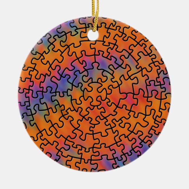 Jigsaw Puzzle Ceramic Tree Decoration (Front)
