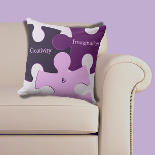 Jigsaw Puzzle Creativity & Imagination Pink Purple Cushion