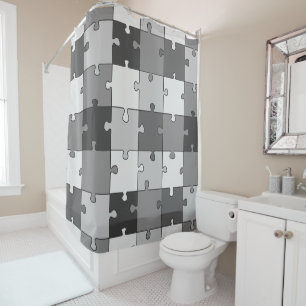 Jigsaw Puzzle Grey Tones Shower Curtain