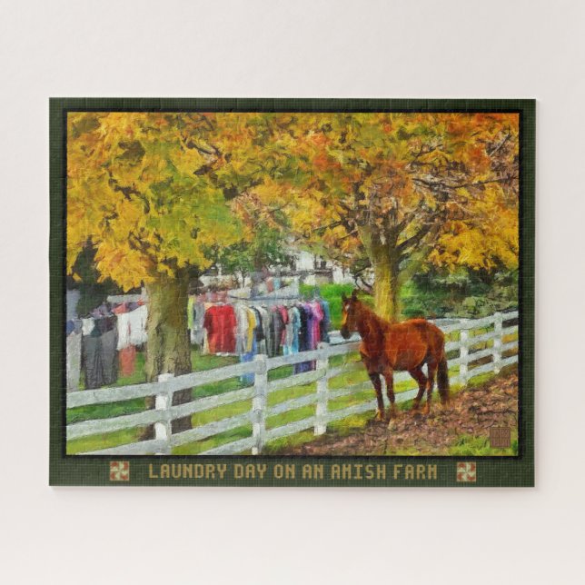 Jigsaw Puzzle Laundry Day On An Amish Farm (Horizontal)
