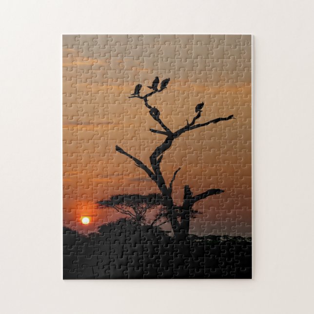 Jigsaw puzzle of Silhouette of Vultures in Tree (Vertical)