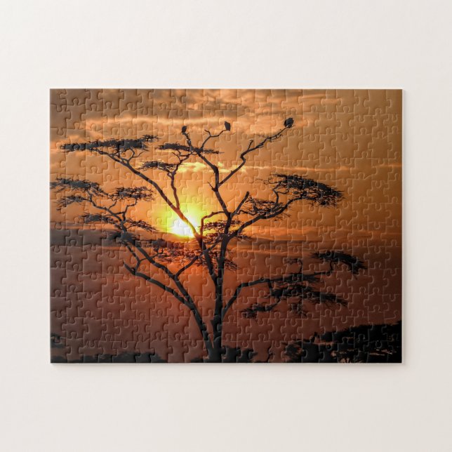 Jigsaw puzzle of Silhouette of Vultures in Tree (Horizontal)