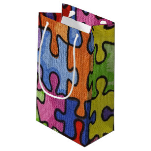 jigsaw puzzle pattern small gift bag