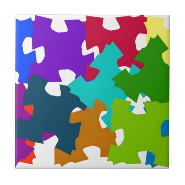Jigsaw Puzzle Pieces Ceramic Tile (Front)