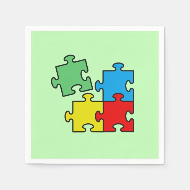 Jigsaw Puzzle Pieces Design Paper Napkins (Front)