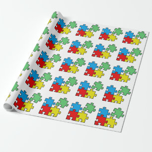 Jigsaw Puzzle Pieces Design Wrapping Paper