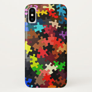 Jigsaw Puzzle pieces on black iPhone X Case
