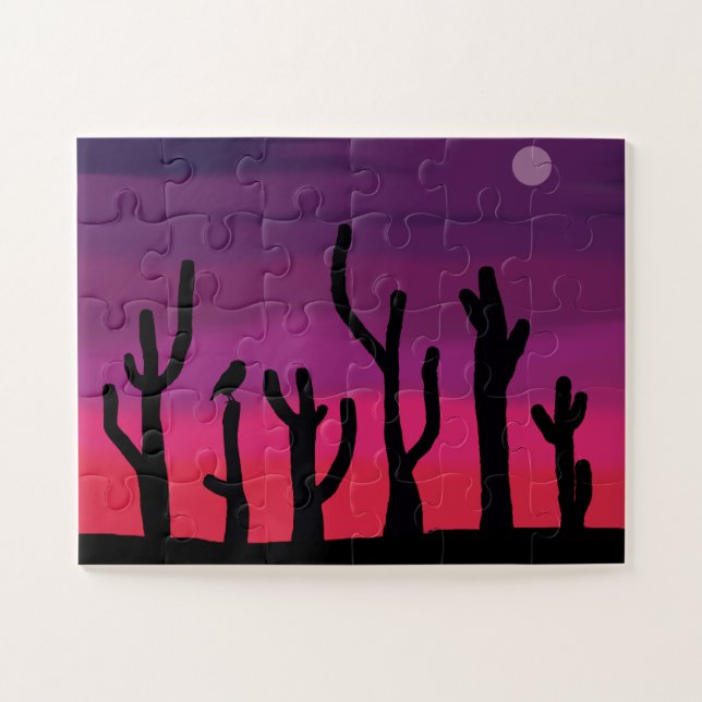Jigsaw Puzzle Saguaro Sunset Cactus/Owl (Horizontal)