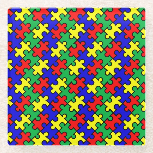 Jigsaw Puzzle Seamless Pattern-22675 Glass Coaster (Front)