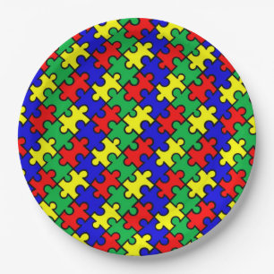 Jigsaw Puzzle Seamless Pattern-22675 Paper Plate