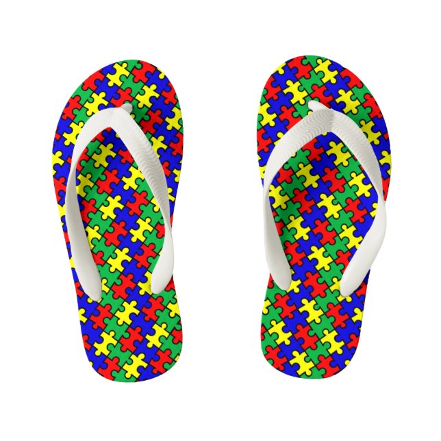Jigsaw Puzzle Seamless Pattern Kid's Thongs (Footbed)