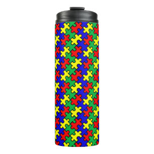 Jigsaw Puzzle Seamless Pattern Thermal Tumbler