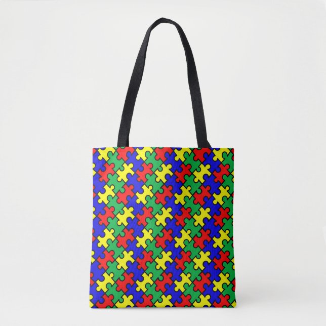 Jigsaw Puzzle Seamless Pattern Tote Bag (Front)
