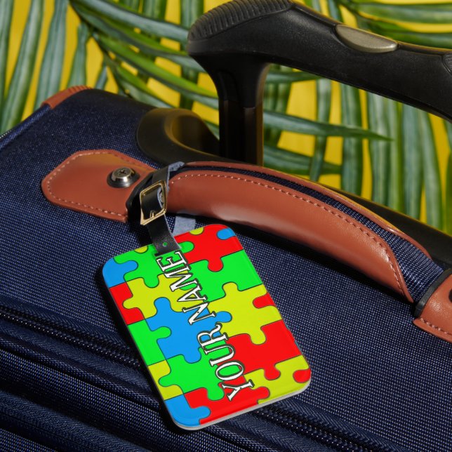 Jigsaw Puzzle Theme Personalised  Luggage Tag (Front Insitu 1)