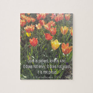 Jigsaw Puzzle - Tulips photo with Bible Verse