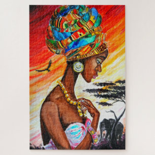 Jigsaw Puzzle with African Lady
