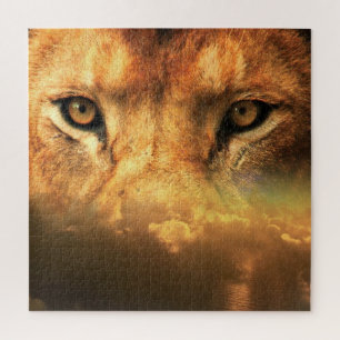Jigsaw Puzzle with Lion Face