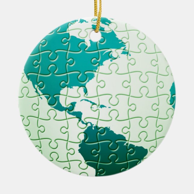 Jigsaw Puzzle World Ornament (Front)