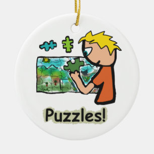 Jigsaw Puzzler Puzzles Ceramic Ornament