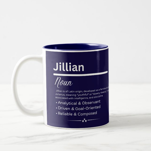 Jillian Personalized Girl Name Meaning Coffee Mug (Left)