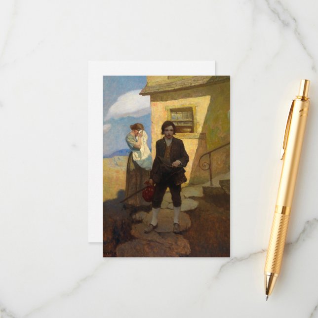 Jim Hawkins leaves home by Newell Convers Wyeth Enclosure Card (Front/Back In Situ)