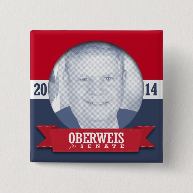 JIM OBERWEIS CAMPAIGN 15 CM SQUARE BADGE (Front)
