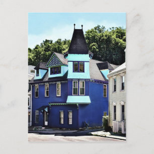 Jim Thorpe PA - Street With Blue Building Postcard