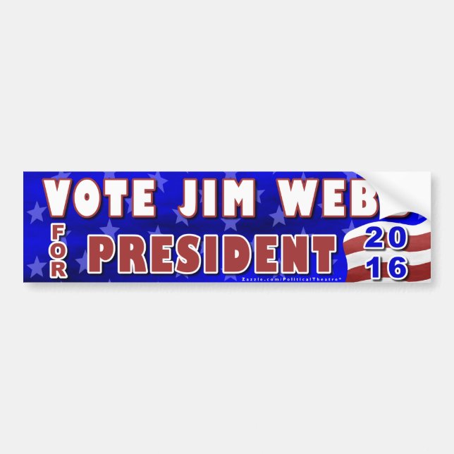 Jim Webb President 2016 Election Democrat Bumper Sticker (Front)