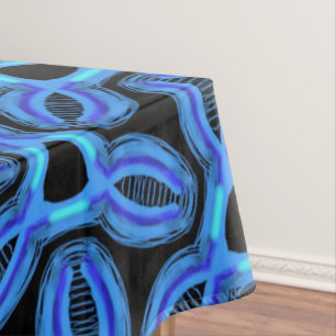 Jimette Blue Design tablecloth on black
