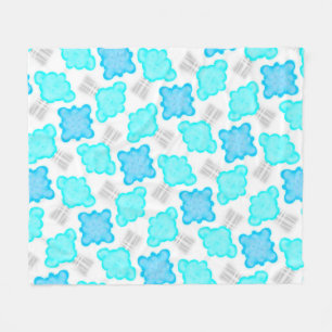 Jimette Polar Cover White turquoise design Fleece Blanket