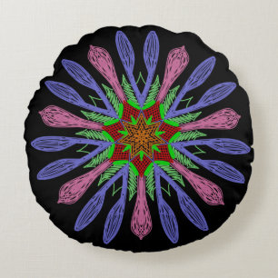 Jimette Round Cushion Design pink green black