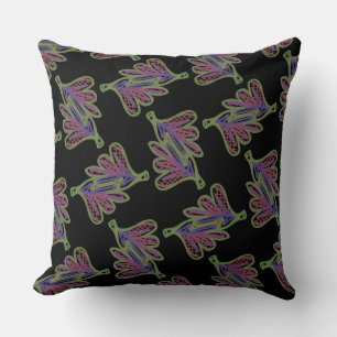 Jimette Square Cushion Design pink on black.