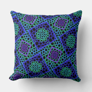 Jimette Square Cushion Design shades of blue and m