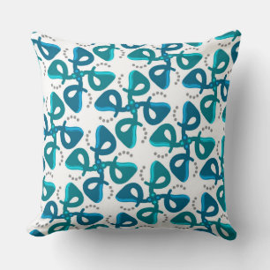 Jimette Square Cushion Turquoise and White Design