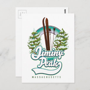 jiminy peak massachusetts ski logo postcard