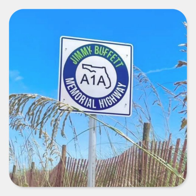 Jimmy Buffett  Square Sticker (Front)
