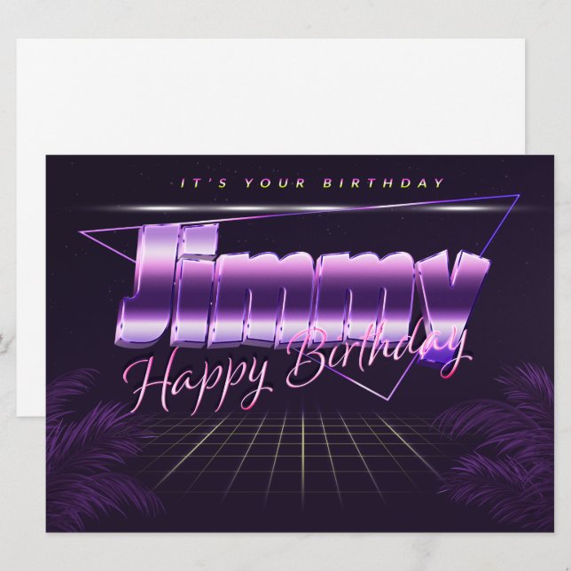 Jimmy Name first name purple retro card birthday (Front/Back)