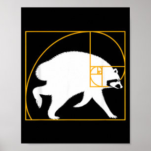 Jimothy Fibonacci Spiral Racoon Golden Spiral Poster