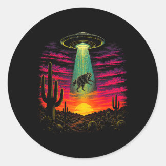 Jimothy Meme Racoon Ufo Abduction Retro Funny Classic Round Sticker