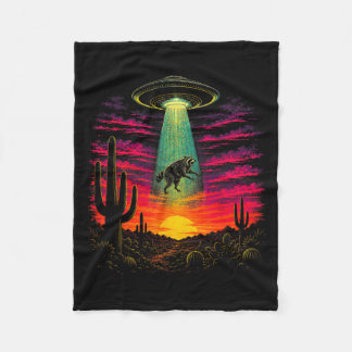 Jimothy Meme Racoon Ufo Abduction Retro Funny Fleece Blanket