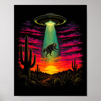Jimothy Meme Racoon Ufo Abduction Retro Funny Poster