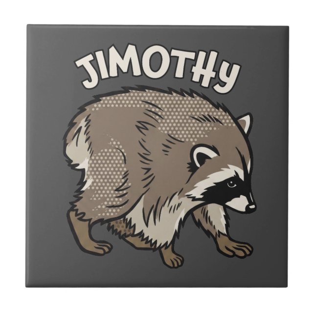 Jimothy Racoon Comic Style Animal Ceramic Tile (Front)