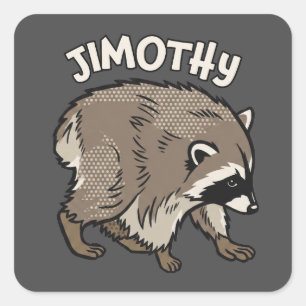 Jimothy Racoon Comic Style Animal Square Sticker