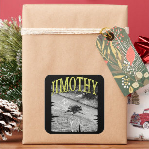 Jimothy Racoon, Funny Short Spine Racoon Vintage Square Sticker