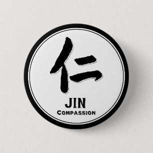 JIN compassion bushido virtue samurai kanji 6 Cm Round Badge